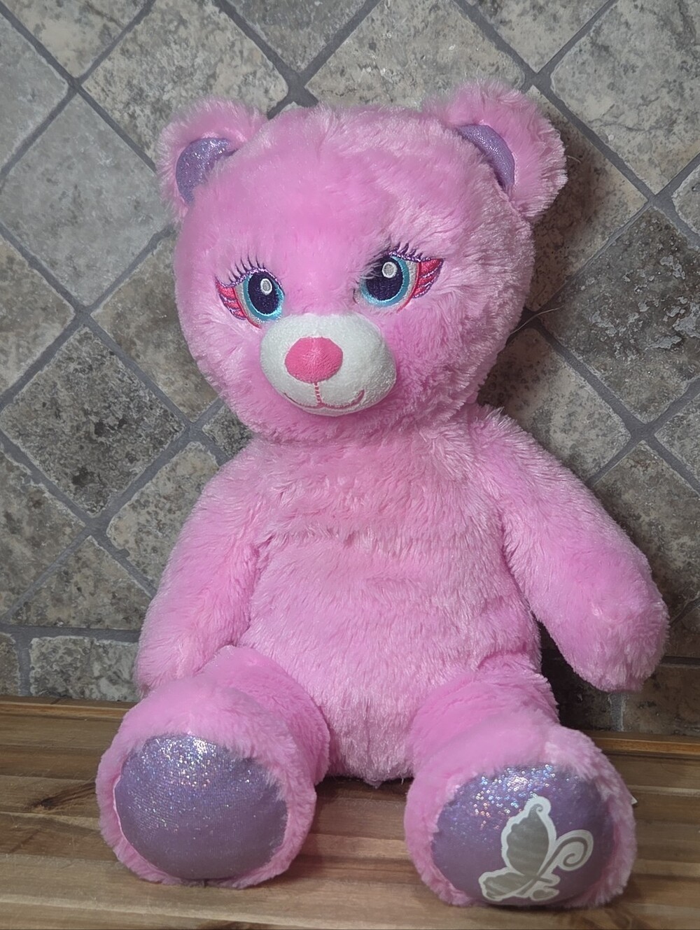 Build-A-Bear Pink Silver Floral Candy Sparkles Sequins Ruffle Dress